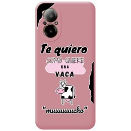Funda Silicona Líquida Rosa para Realme C67 4G diseño Vaca Dibujos