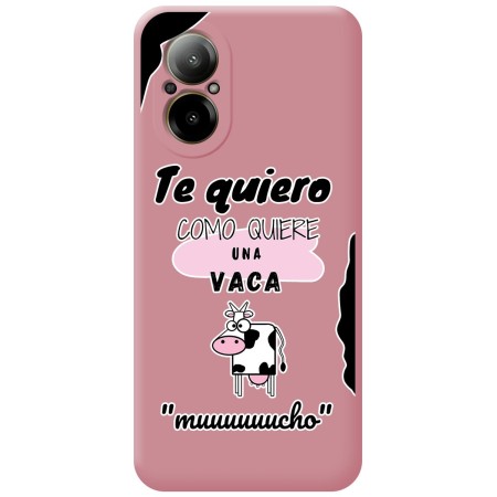 Funda Silicona Líquida Rosa para Realme C67 4G diseño Vaca Dibujos