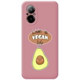 Funda Silicona Líquida Rosa para Realme C67 4G diseño Vegan Life Dibujos