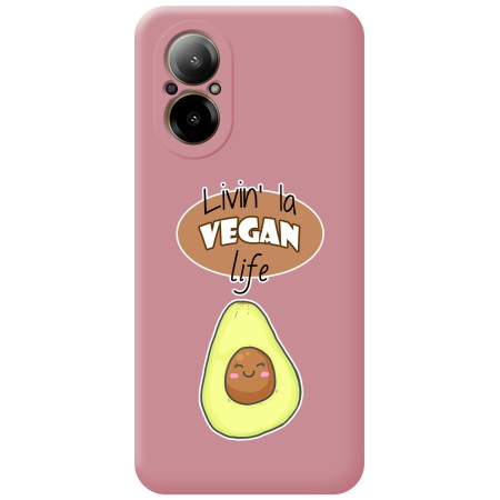 Funda Silicona Líquida Rosa para Realme C67 4G diseño Vegan Life Dibujos