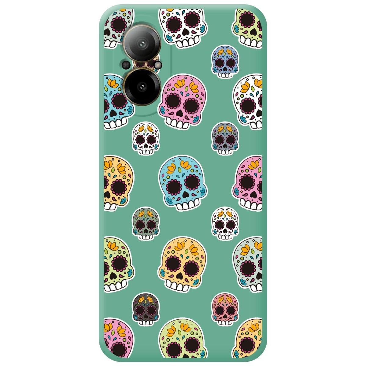 Funda Silicona Líquida Verde para Realme C67 4G diseño Catrina Dibujos