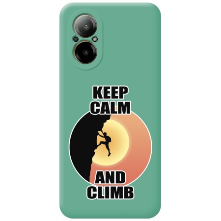 Funda Silicona Líquida Verde para Realme C67 4G diseño Hombre Escalada Dibujos