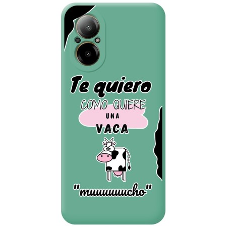 Funda Silicona Líquida Verde para Realme C67 4G diseño Vaca Dibujos