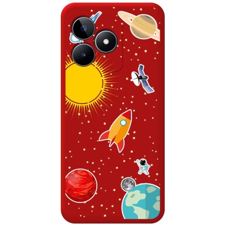 Funda Silicona Líquida Roja para Realme Note 50 diseño Espacio Dibujos