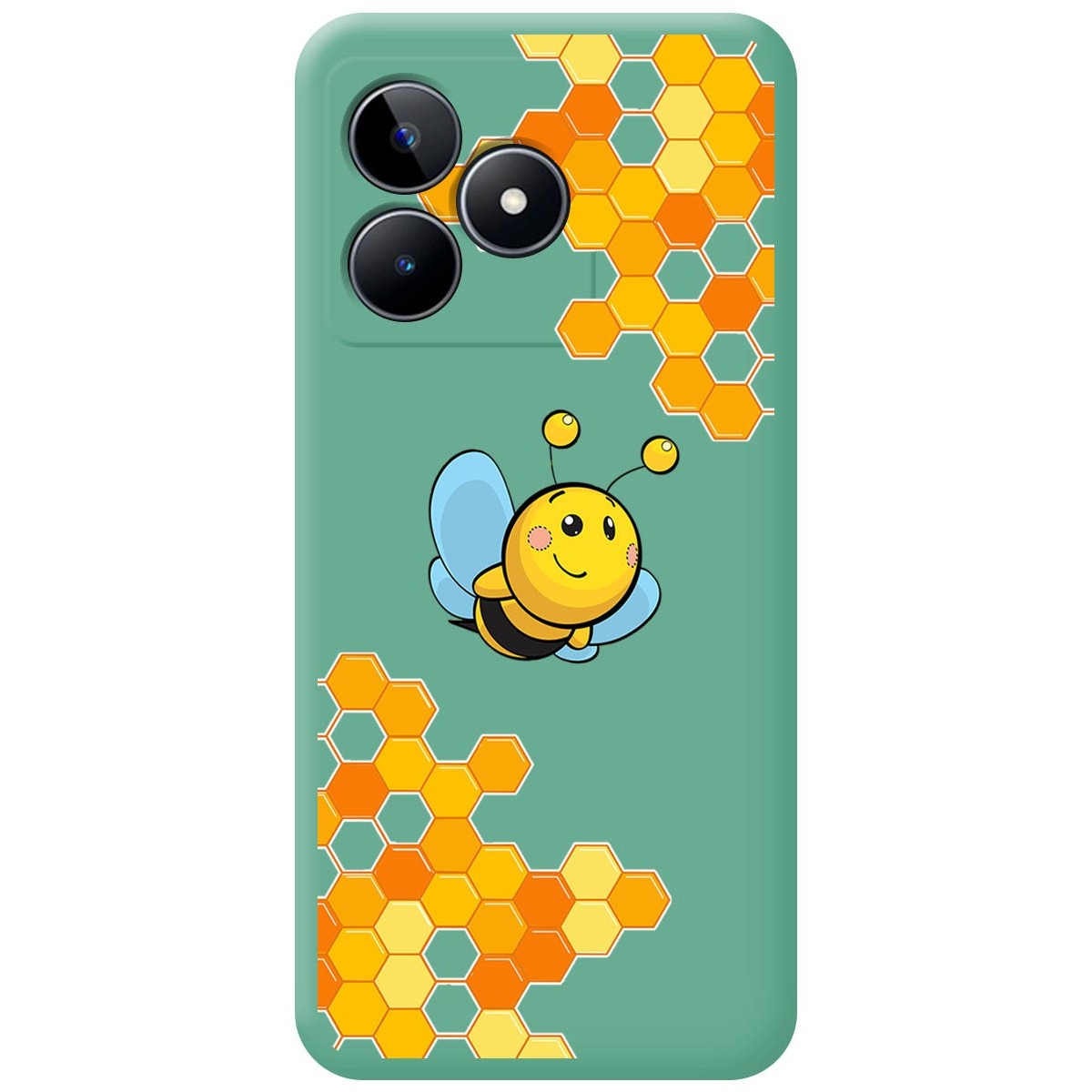 Funda Silicona Líquida Verde para Realme Note 50 diseño Abeja Dibujos