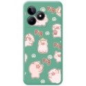 Funda Silicona Líquida Verde para Realme Note 50 diseño Cerdos Dibujos