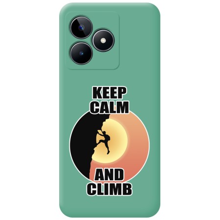 Funda Silicona Líquida Verde para Realme Note 50 diseño Hombre Escalada Dibujos