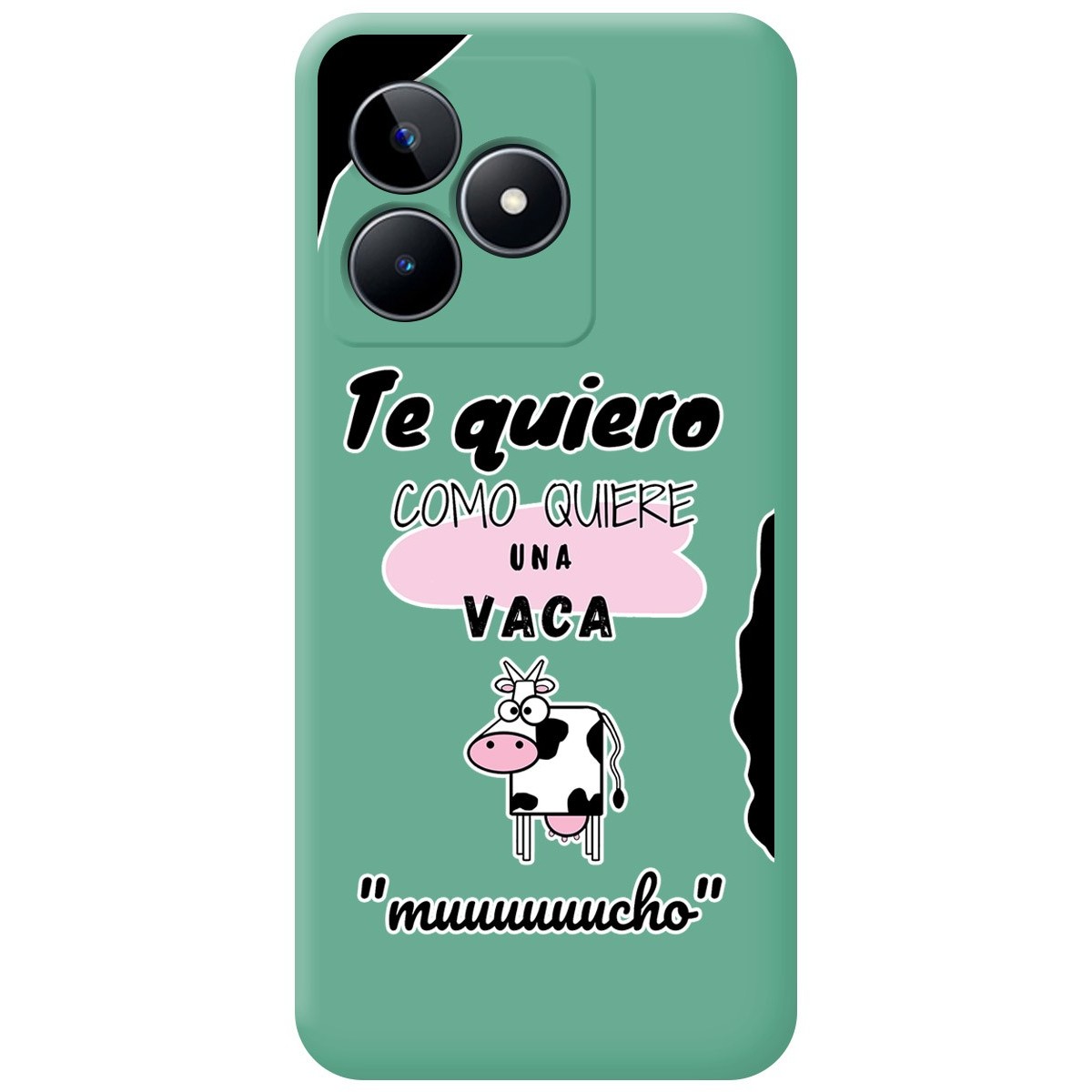 Funda Silicona Líquida Verde para Realme Note 50 diseño Vaca Dibujos