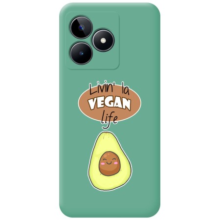Funda Silicona Líquida Verde para Realme Note 50 diseño Vegan Life Dibujos