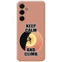 Funda Silicona Líquida Rosa para Samsung Galaxy A35 5G diseño Hombre Escalada Dibujos