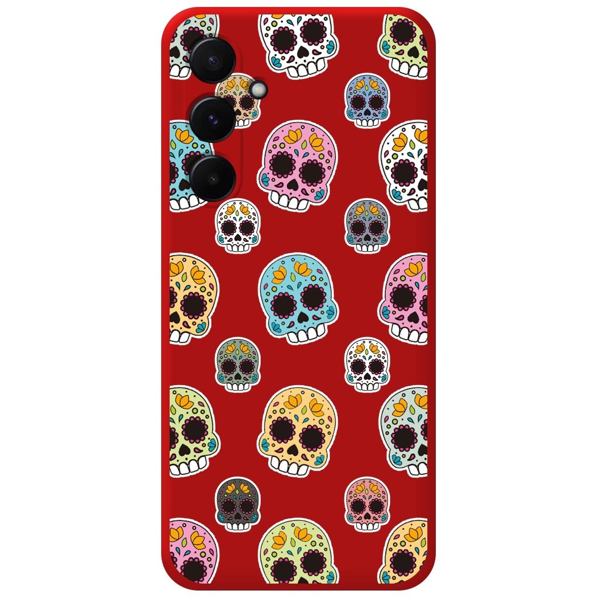 Funda Silicona Líquida Roja para Samsung Galaxy A35 5G diseño Catrina Dibujos