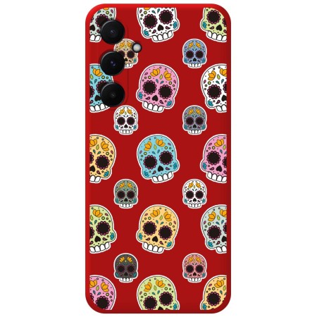 Funda Silicona Líquida Roja para Samsung Galaxy A35 5G diseño Catrina Dibujos
