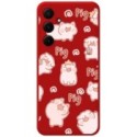 Funda Silicona Líquida Roja para Samsung Galaxy A35 5G diseño Cerdos Dibujos