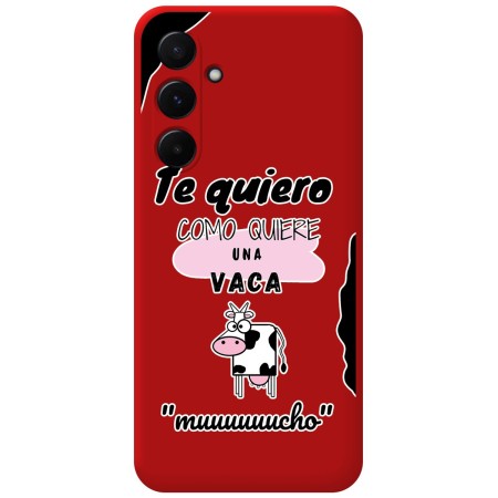Funda Silicona Líquida Roja para Samsung Galaxy A35 5G diseño Vaca Dibujos