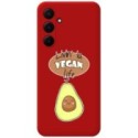 Funda Silicona Líquida Roja para Samsung Galaxy A35 5G diseño Vegan Life Dibujos