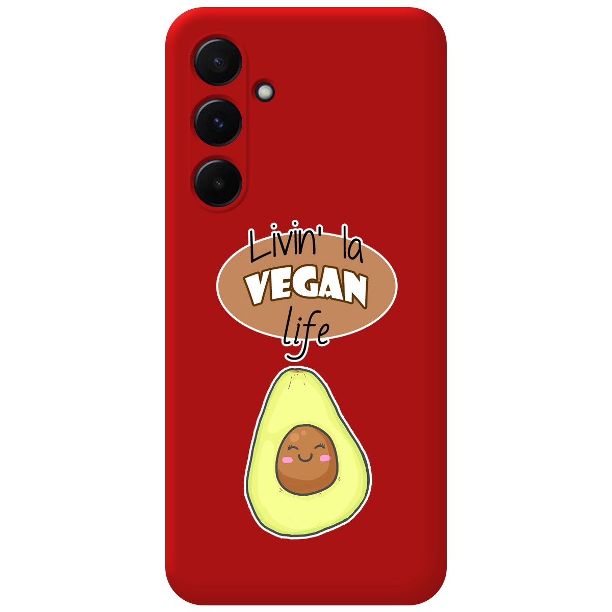 Funda Silicona Líquida Roja para Samsung Galaxy A35 5G diseño Vegan Life Dibujos