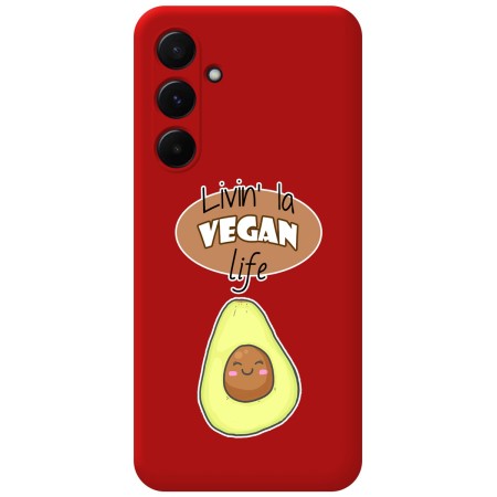 Funda Silicona Líquida Roja para Samsung Galaxy A35 5G diseño Vegan Life Dibujos