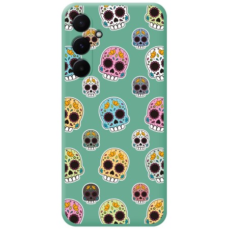 Funda Silicona Líquida Verde para Samsung Galaxy A35 5G diseño Catrina Dibujos