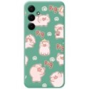 Funda Silicona Líquida Verde para Samsung Galaxy A35 5G diseño Cerdos Dibujos