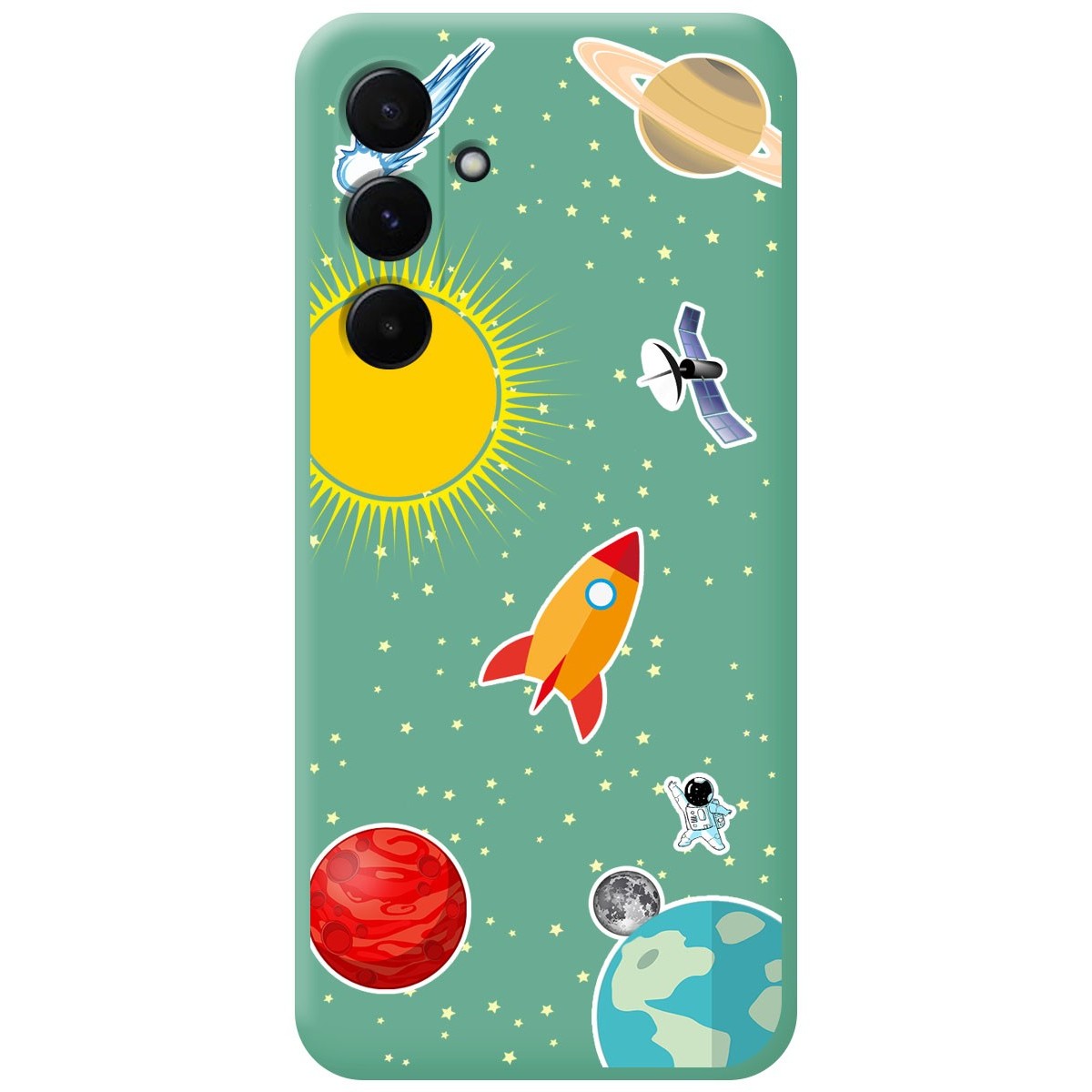 Funda Silicona Líquida Verde para Samsung Galaxy A35 5G diseño Espacio Dibujos