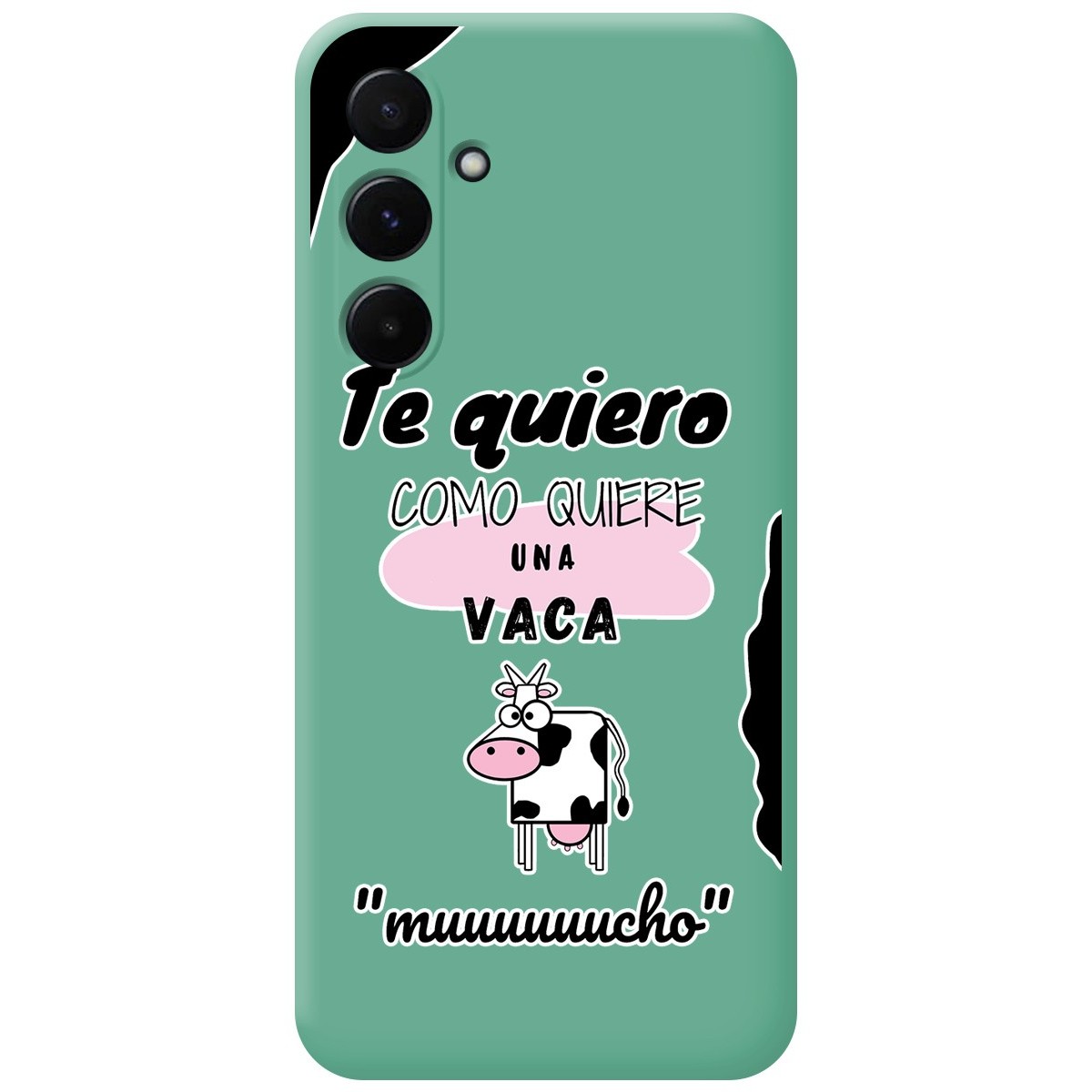 Funda Silicona Líquida Verde para Samsung Galaxy A35 5G diseño Vaca Dibujos