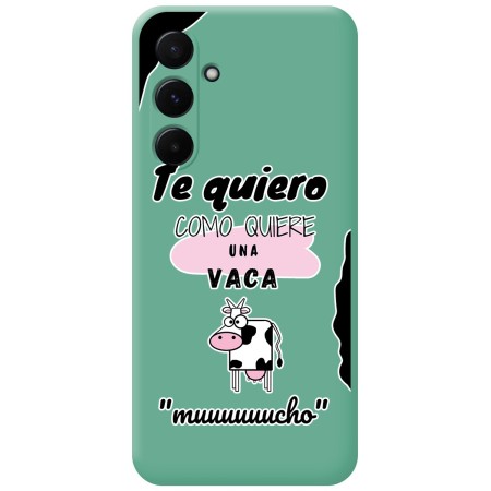 Funda Silicona Líquida Verde para Samsung Galaxy A35 5G diseño Vaca Dibujos