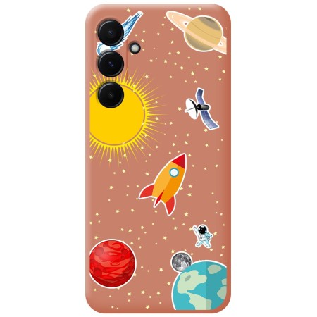 Funda Silicona Líquida Rosa para Samsung Galaxy A55 5G diseño Espacio Dibujos