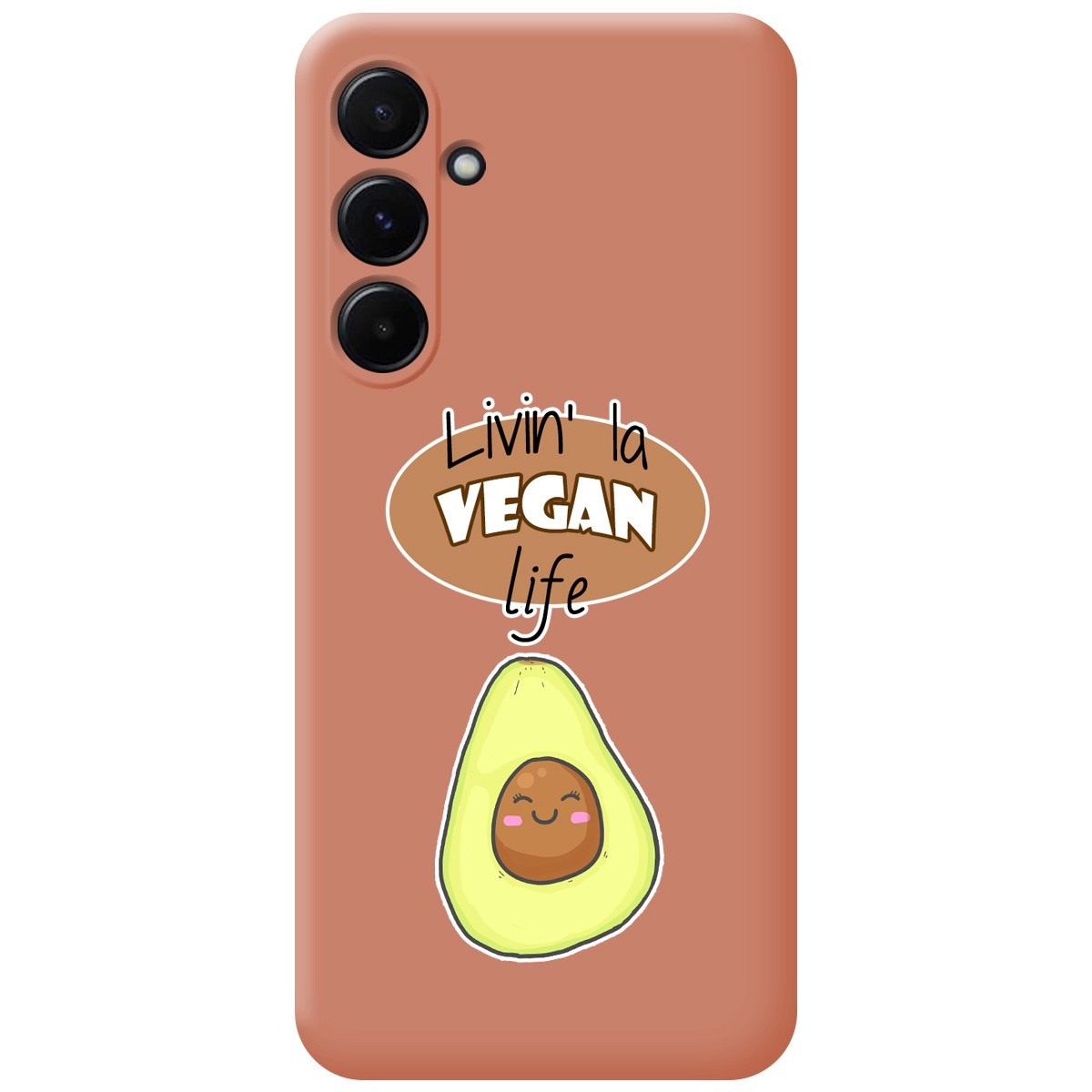 Funda Silicona Líquida Rosa para Samsung Galaxy A55 5G diseño Vegan Life Dibujos