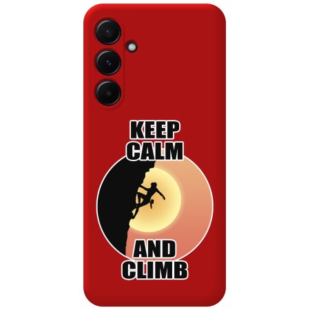 Funda Silicona Líquida Roja para Samsung Galaxy A55 5G diseño Mujer Escalada Dibujos