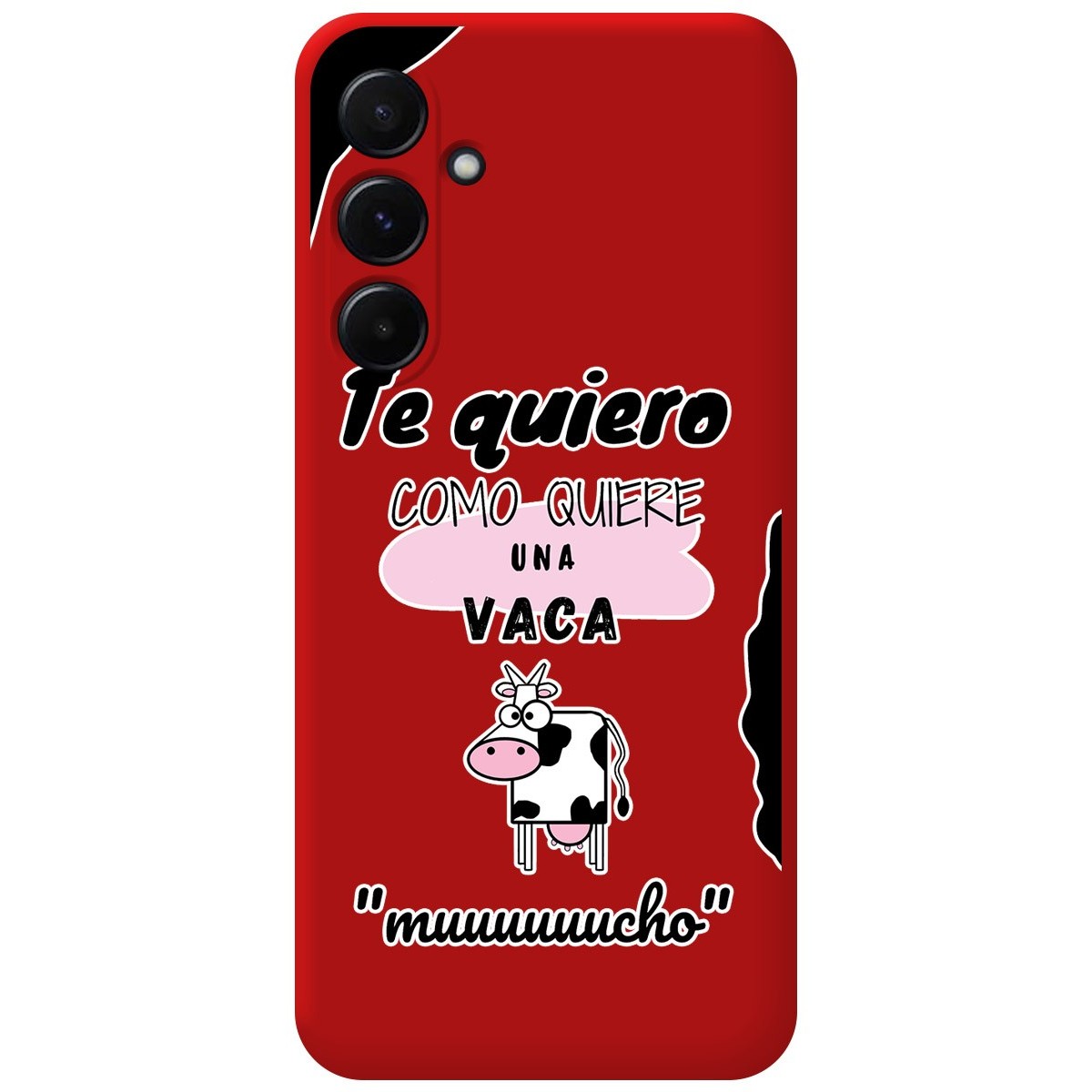 Funda Silicona Líquida Roja para Samsung Galaxy A55 5G diseño Vaca Dibujos