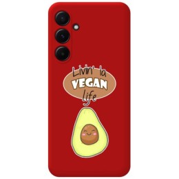 Funda Silicona Líquida Roja para Samsung Galaxy A55 5G diseño Vegan Life Dibujos