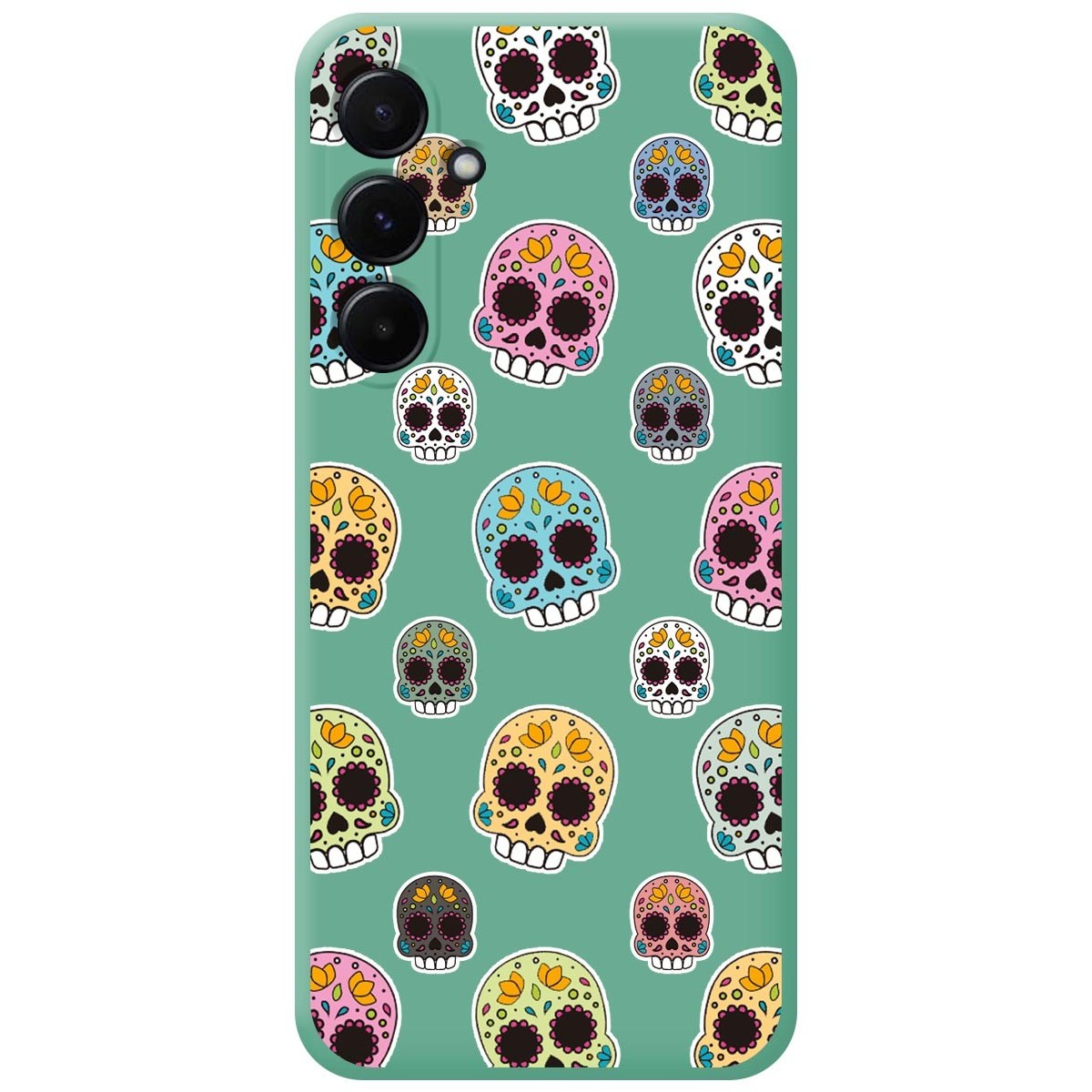 Funda Silicona Líquida Verde para Samsung Galaxy A55 5G diseño Catrina Dibujos