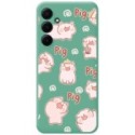 Funda Silicona Líquida Verde para Samsung Galaxy A55 5G diseño Cerdos Dibujos
