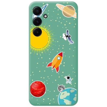Funda Silicona Líquida Verde para Samsung Galaxy A55 5G diseño Espacio Dibujos