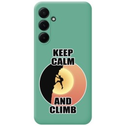 Funda Silicona Líquida Verde para Samsung Galaxy A55 5G diseño Hombre Escalada Dibujos