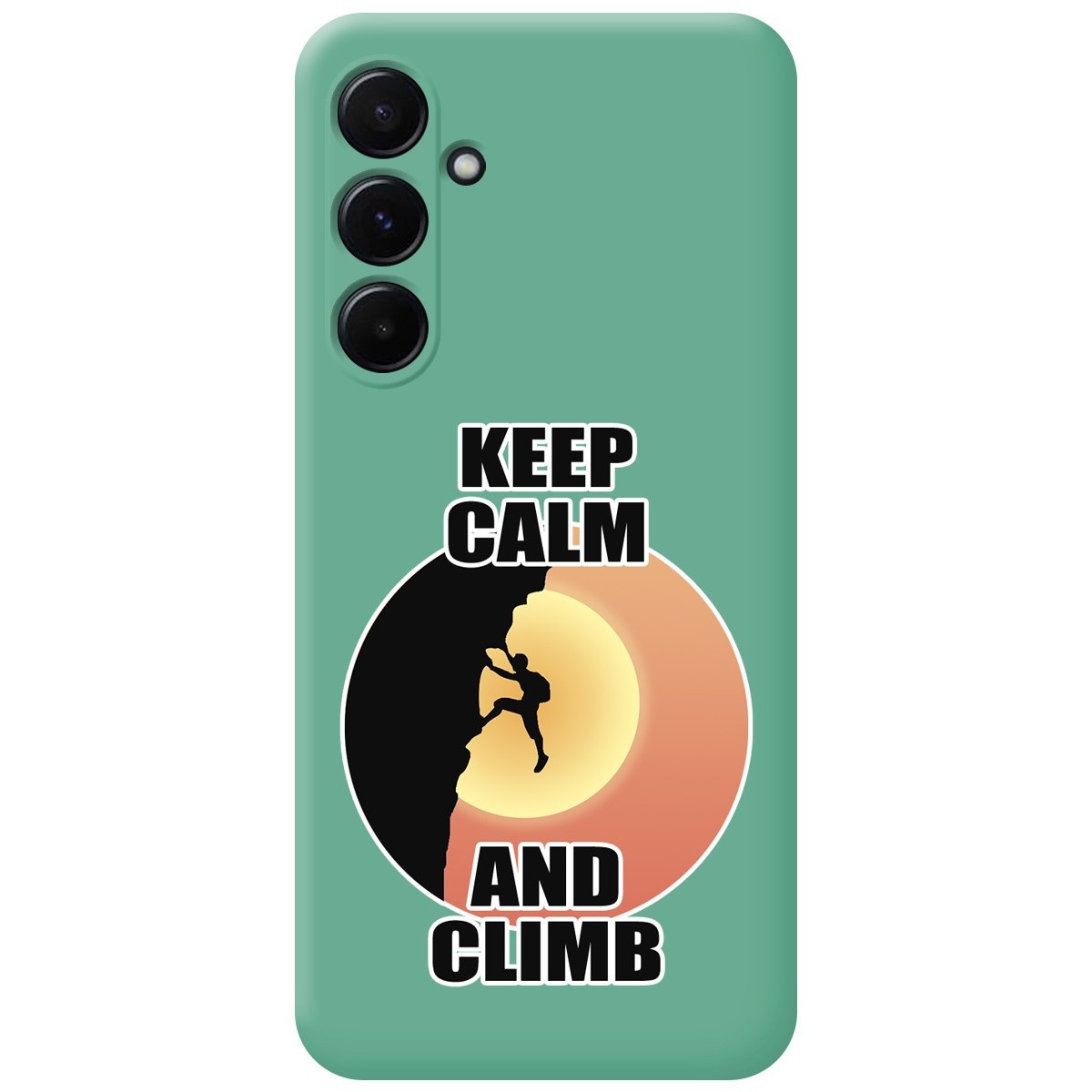 Funda Silicona Líquida Verde para Samsung Galaxy A55 5G diseño Hombre Escalada Dibujos