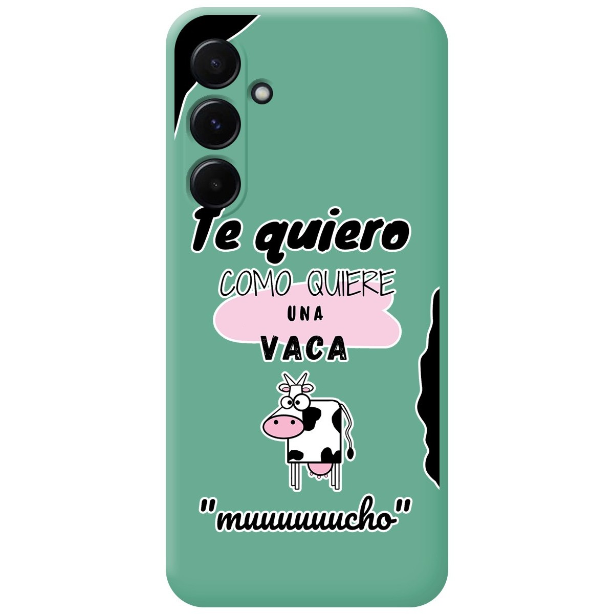 Funda Silicona Líquida Verde para Samsung Galaxy A55 5G diseño Vaca Dibujos