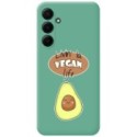 Funda Silicona Líquida Verde para Samsung Galaxy A55 5G diseño Vegan Life Dibujos
