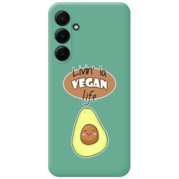 Funda Silicona Líquida Verde para Samsung Galaxy A55 5G diseño Vegan Life Dibujos