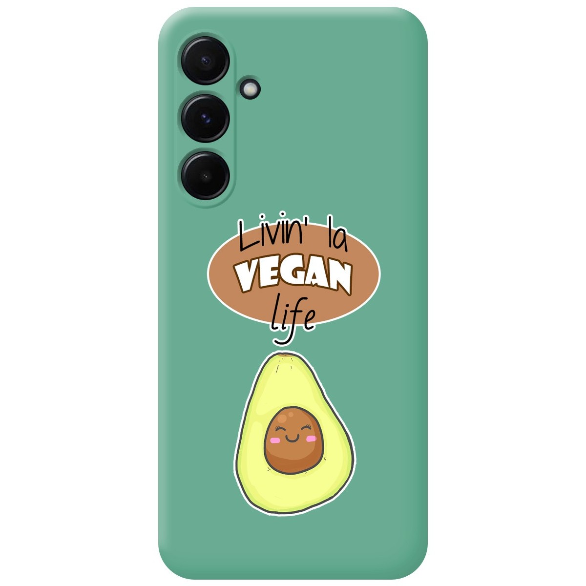 Funda Silicona Líquida Verde para Samsung Galaxy A55 5G diseño Vegan Life Dibujos