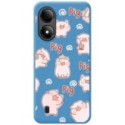 Funda Silicona Líquida Azul para Zte Blade A33s diseño Cerdos Dibujos
