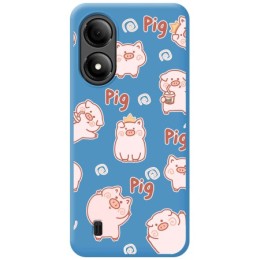 Funda Silicona Líquida Azul para Zte Blade A33s diseño Cerdos Dibujos