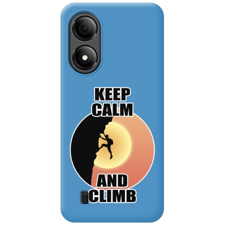 Funda Silicona Líquida Azul para Zte Blade A33s diseño Hombre Escalada Dibujos