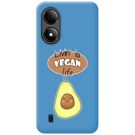 Funda Silicona Líquida Azul para Zte Blade A33s diseño Vegan Life Dibujos