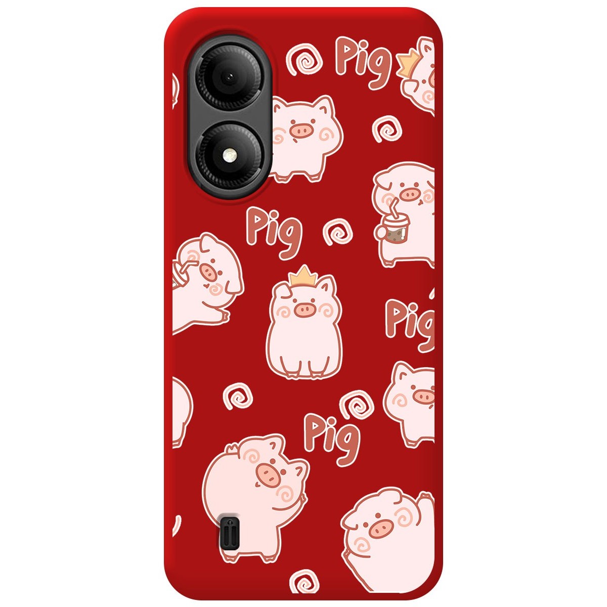 Funda Silicona Líquida Roja para Zte Blade A33s diseño Cerdos Dibujos