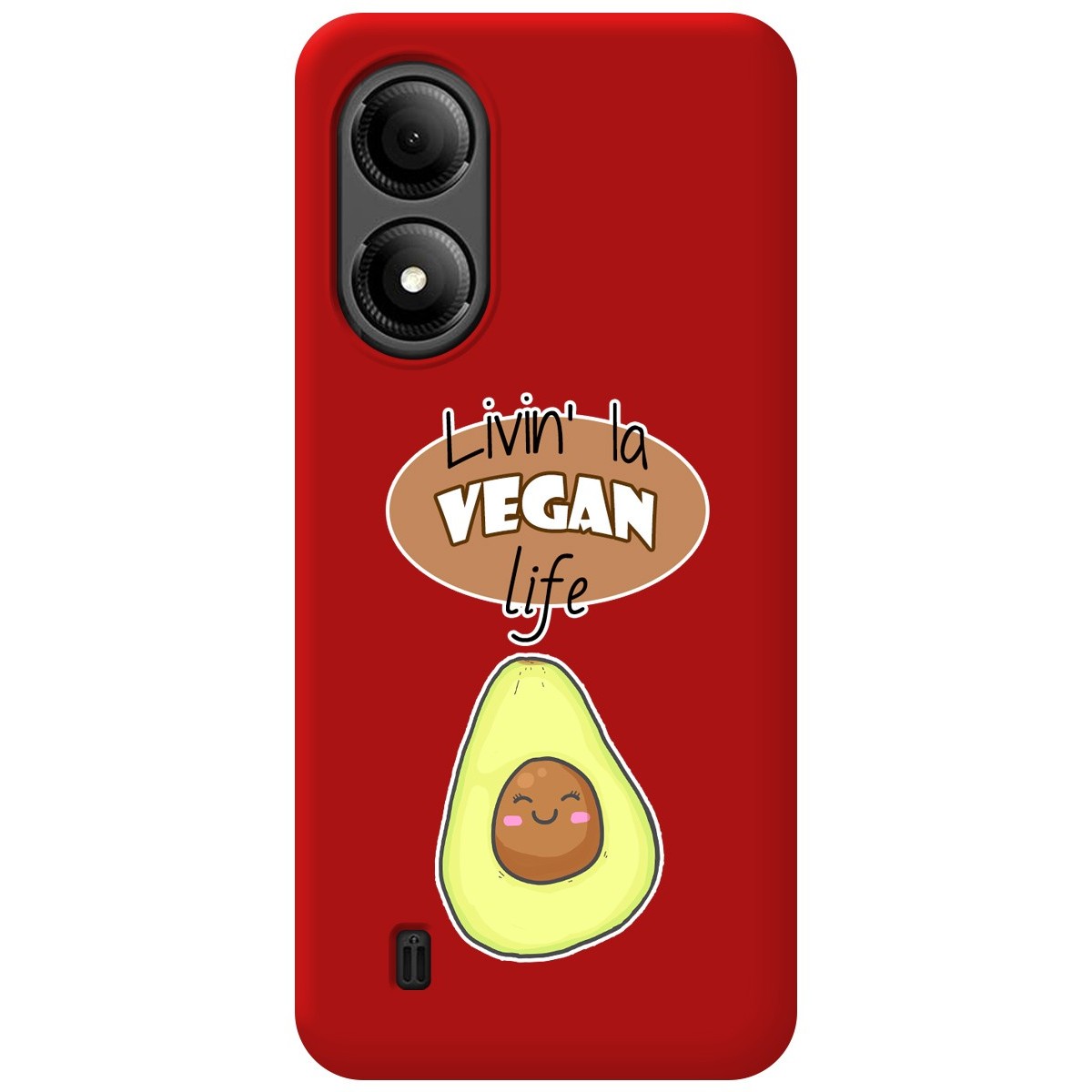 Funda Silicona Líquida Roja para Zte Blade A33s diseño Vegan Life Dibujos