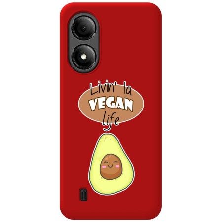 Funda Silicona Líquida Roja para Zte Blade A33s diseño Vegan Life Dibujos