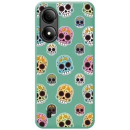 Funda Silicona Líquida Verde para Zte Blade A33s diseño Catrina Dibujos