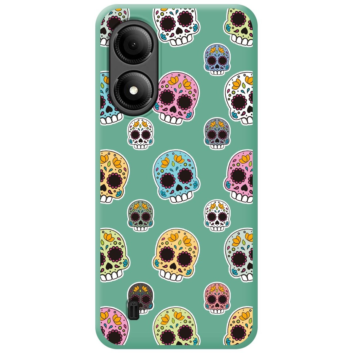 Funda Silicona Líquida Verde para Zte Blade A33s diseño Catrina Dibujos