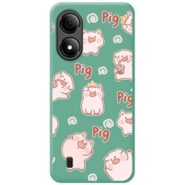 Funda Silicona Líquida Verde para Zte Blade A33s diseño Cerdos Dibujos